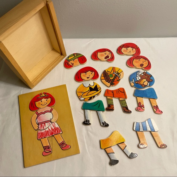 Vintage 1980’s Wooden “Paper Doll” Puzzle w/ Box - Picture 9 of 10